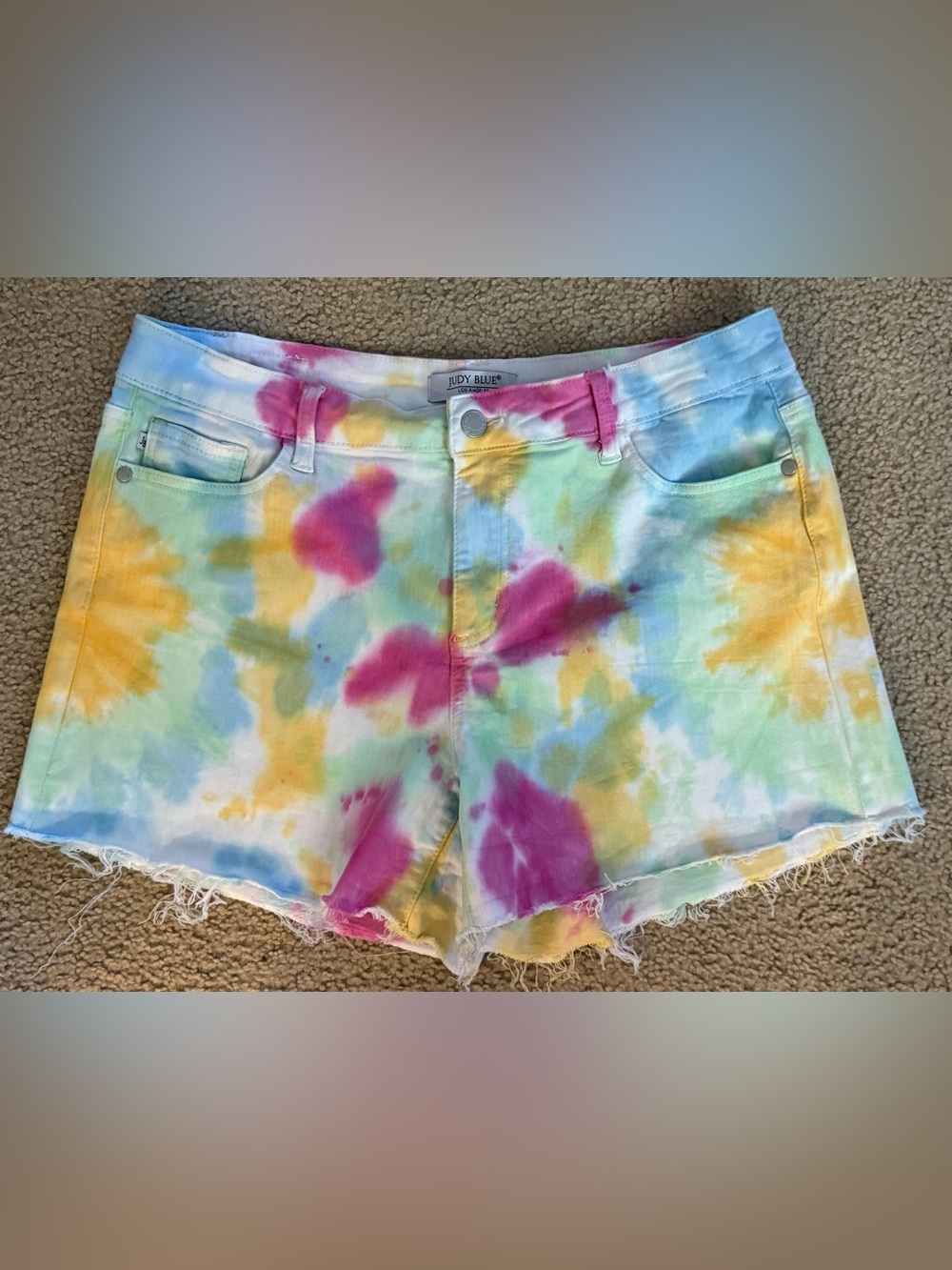 Judy Blue Tie-Dye Frayed Hem Denim Shorts